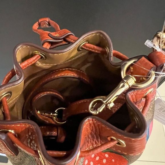 NWT COACH Mini Dempsey Bucket Bag Signature Canvas Wild Strawberry Print CH164 - Picture 4 of 12